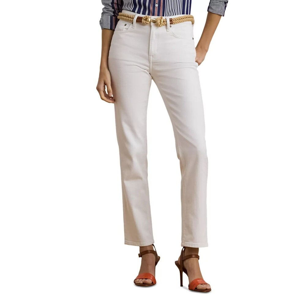 Lauren Ralph Lauren Women's High-Rise Straight Ankle Jeans Pants White Wash 16